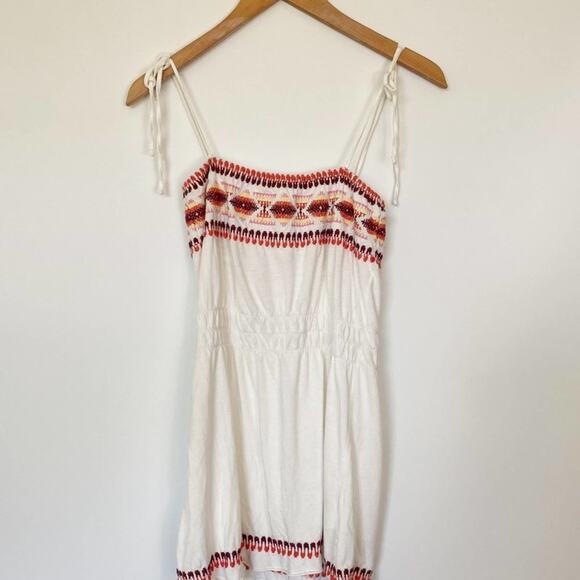 Sweetees Vintage Y2K White Boho Aztec Embroidered Knit Cami Tank Top Blouse - Picture 7 of 10